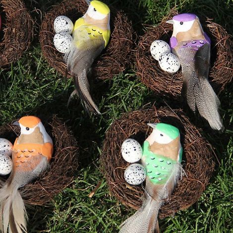 Nichoir à colibris tissé à la main, nid d'oiseau en fibre durable pour pinsons - diamètre 15 cm (1/4)