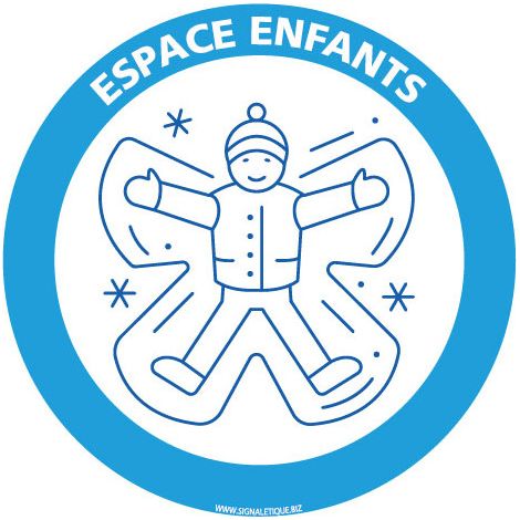 PANNEAU INFORMATION ESPACE ENFANT SPECIAL HIVER (H0391) - Plastique PVC 1,5 mm - Diamètre 125 mm