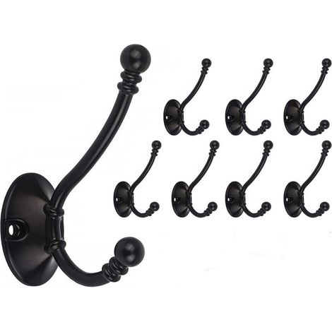 Matte Black Wall Hooks, 8 Sturdy Retro Wall Hooks for Hanging Clothes, Jackets, Bathrobes, Towels, Hats, and Key Bags (1/5)