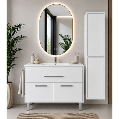 Mueble de baño con lavabo ORIGENBATH BAHIA sin espejo 70x45 cm blanco con columna (1/5)