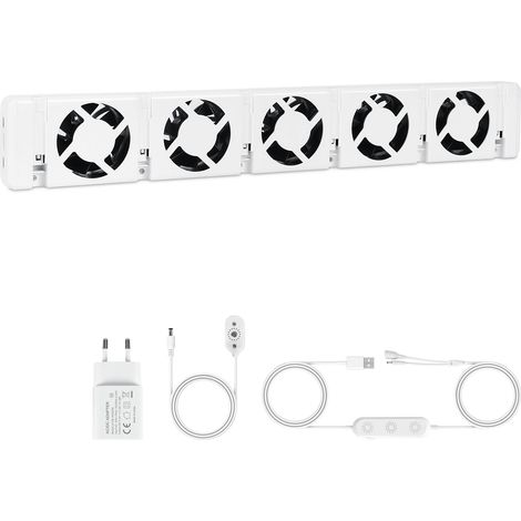 TolleTour Ventilador para radiador, 1 módulo con 5 ventiladores, 47 cm, regulable, sensor de temperatura, magnético, para 70–100 cm (1/4)