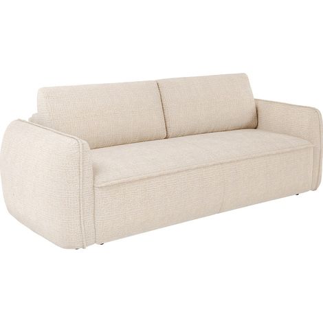 Divano letto 3 posti express tessuto ciniglia beige - Letto 140 cm - Materasso 13 cm - SELIVO di Maison Céphy