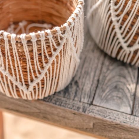 Petit Panier en Jonc de MerCache-Pot Rond Tressé pour Plantes et Fleurs - PANGIVO (1/5)