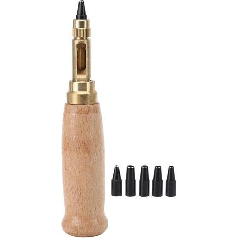 Outil de Perforation pour Cuir avec 6 Embouts Leather Tools 1.5mm-4mmKit de Poinçonnage Manuel pour Coudre en Cuir Papier Artisanat Poinçons Leather Tools Leather Tools