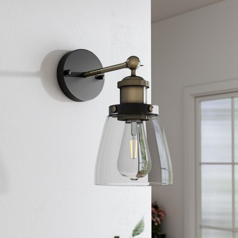 Industrial Wall Light with Clear Glass Shade (1/5)