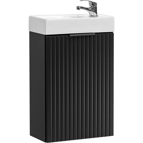 Mobile sottolavabo NOXERA 40 cm – Nero opaco – Lavabo incassato per toilette