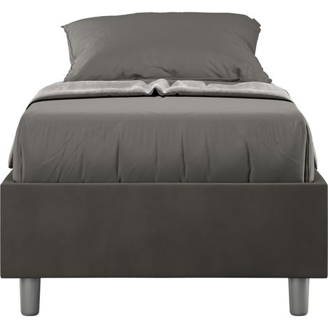 Letto Singolo Sommier 80x200 cm con Rete e Contenitore Azelia Grigio (1/4)