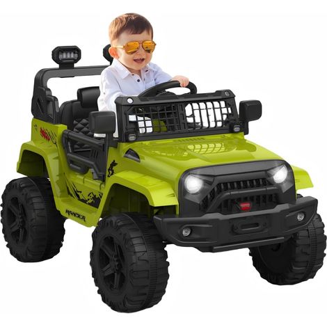 Voiture Électrique Pour Enfants 12 V, Avec Télécommande 2,4 Ghz, Suspension à Ressort, Lumières Led, Bluetooth, 2 Vitesses, Véhicule à Batterie Pour Enfants De 3 à 8 Ans Vert (1/5)