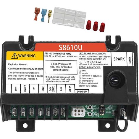 Module de commande de fournaise compact, module d'allumage intermittent, accessoires de brûleur S8610U, compatible avec S8610U3009 et S8610U1003, multicolore. (1/5)