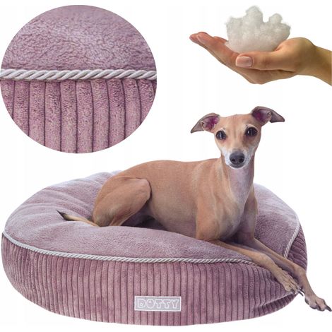 Cama redonda para perros DOTTY, puf, cojín para gatos, pana, felpa minky (1/5)