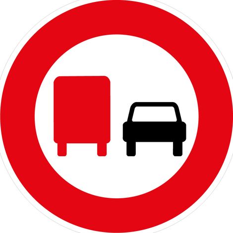 Panneaux de signalisation routière provisoires Panneaux de signalisation pas chers en Comacel - Interdiction aux camions de dépasser - Panneau rétroréfléchissant