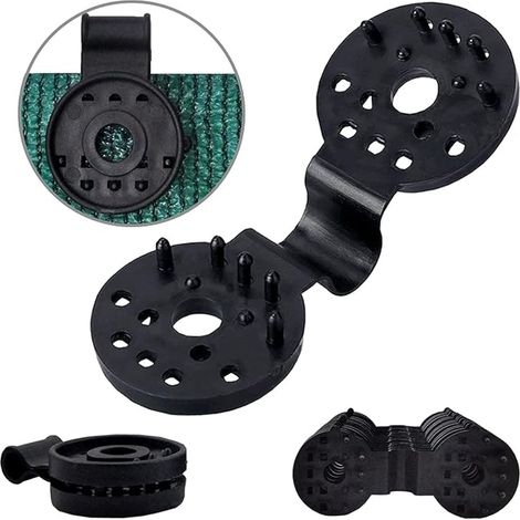 50 pièces - Clips pour toile d'auvent - Clips en plastique - Clips pour toile de protection - Noir - Clips de fixation pour filets d'auvent - 10 x 3,8 cm (1/5)