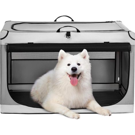 Cage pour chien pliable et transportable, intérieur douillet, gris, L 91 cm (1/5)