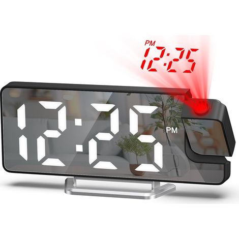 CCYKXARéveil à projection pour chambre à coucher, écran de 7,9 pouces, réveil LED avec projecteur rotatif à 180°, horloge numérique avec luminosité/grand (1/5)