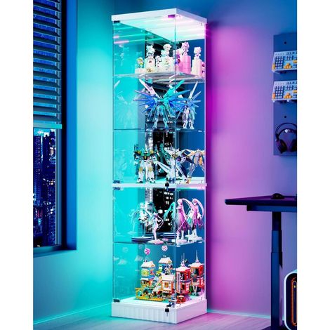 Glasvitrine mit LED-Beleuchtung, Sensorik & RGB-Modi, abschließbar (1/5)