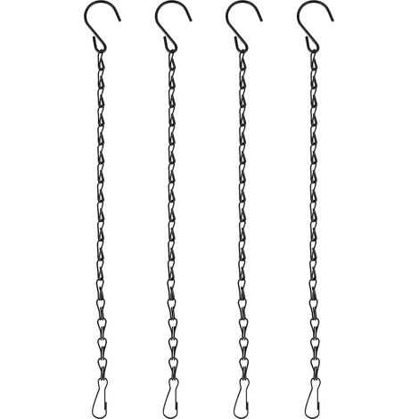Lot de 4 chaînes de panier à suspendre pour paniers suspendus, chaînes de suspension noires pour mangeoires à oiseaux, petits paniers avec crochets pour jardinières, lanternes, carillons, panneaux (1/5)