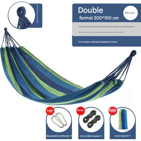 Hamac de camping en toile pour l'extérieur - Pliable et portable - Disponible en plusieurs tailles et couleurs