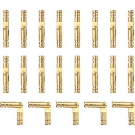 Lot de 20 charnières invisibles en laiton, 4 x 25 mm, petites charnières dissimulées pour boîtes à bijoux, boîtes à musique, dorées (1/5)