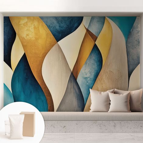 Papier peint intissé décoratif pour salon chambre et cuisine Facile à poser avec colle Abstraction ondulante 208x146 cm (1/5)