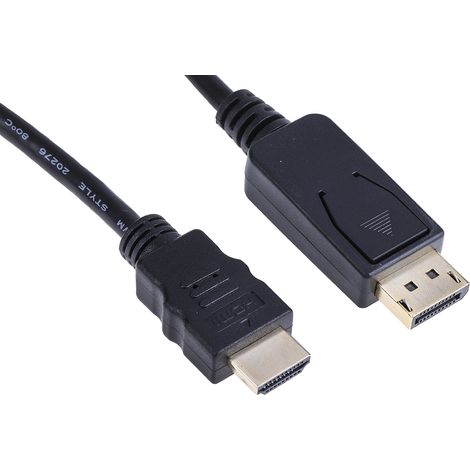 Câble de port d'affichage RS PRO, DisplayPort/ HDMI M /M en 5m Noir ( Prix pour 1 ) (1/3)