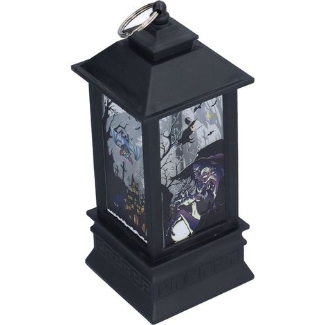 Lanterne d'Halloween LED à motif sorcière, veilleuse avec flamme de bougie simulée pour bar/fête. (1/5)
