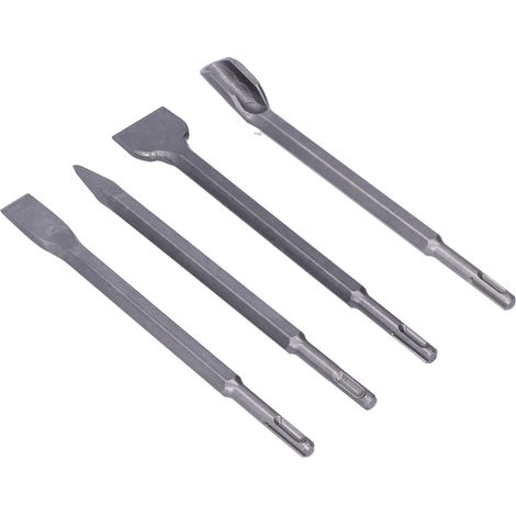 Kit de 4 outils pour le retrait de carrelage et le rainurage du béton, comprenant un foret, un burin et un marteau en acier 40Cr de 250 mm, compatible avec les forets SDS PLUS. (1/5)