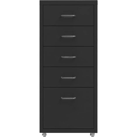 Maison Exclusive - Classeur mobile Noir 28x41x69 cm Métal (1/5)