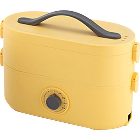 Boîte à lunch électrique 1,2 L en ABS, chauffe-plats portable avec compartiment, idéale pour le bureau, la voiture, le camion, l'école et la maison (jaune). (1/5)