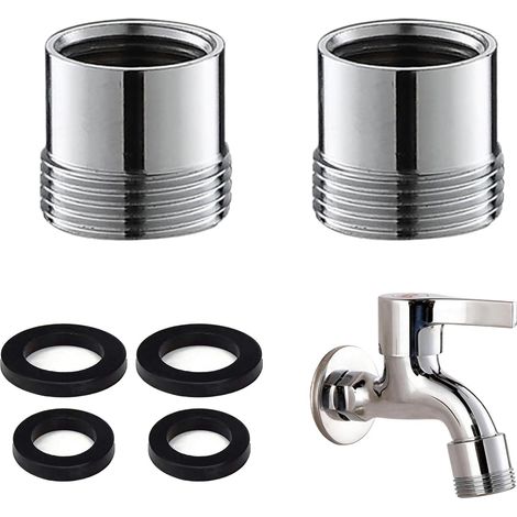 Réducteur de Tuyau 3/4 vers 1/2 Pouce, 2 Adaptateurs Filetés en Inox avec Joints d'Étanchéité, Anti-Corrosion pour Eau, Gaz et Chauffage (1/5)
