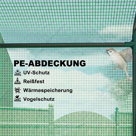 Serre de jardin avec couverture plastique anti-UV, 3 niveaux, portes à fermeture éclair, vert (1/5)