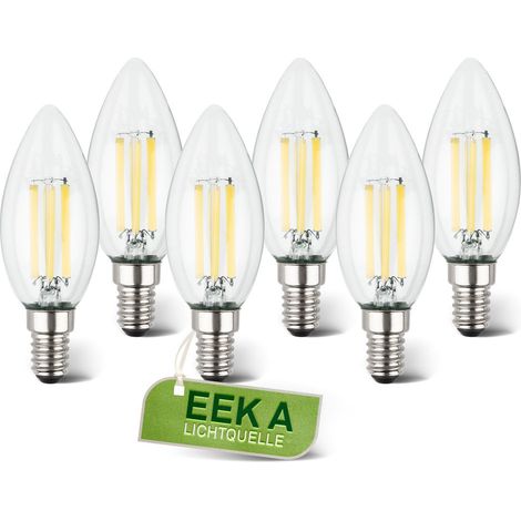 Briloner Set da 6 Lampadine LED E14 CEE A 2,5W 525lm 3000K Bianco Caldo Forma Candela - Lampadina LED Soggiorno Camera da Letto (1/5)
