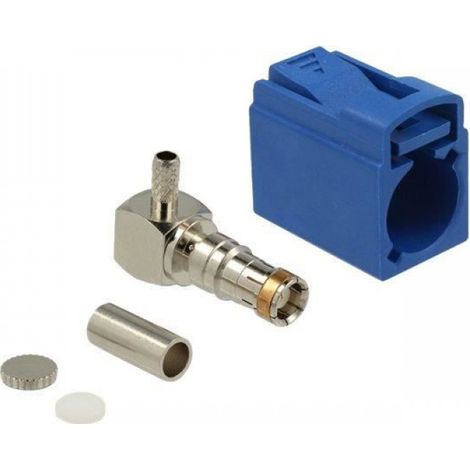 Connecteur Fakra K - Prise Femelle 90° À Sertir - Couleur Bleu RAL 5005 - Pour Applications Radiofréquence - 1 Pièce