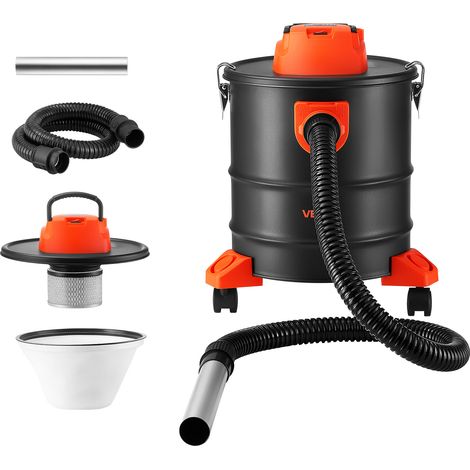 VEVOR Aspiradora de Cenizas 20 L 1200 W Limpiador de Chimeneas con Ruedas, con Doble Filtración, Acero SPCC, Manguera de 1,2 m y Función de Soplado para Estufas de Pellets, Leña, Braseros y Parrillas (1/5)
