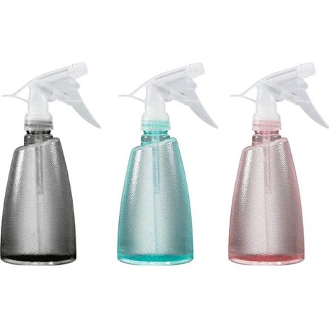 Lot de 3 flacons pulvérisateurs vides de 500 ml en plastique, avec pompe, pour la maison, le jardin, la coiffure, les plantes et les fleurs. Couleurs : rose, vert, gris. (1/5)