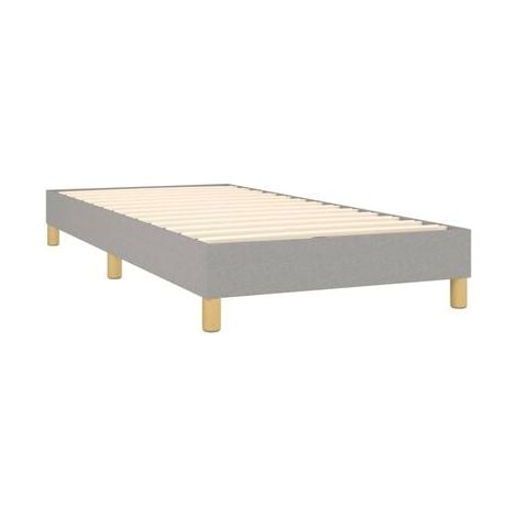 Sommier de style Snowco (avec matelas et lampe LED), gris clair, 90 × 190 cm, éclairage led d’ambiance, pour chambre, décor moderne, facile à assembler (1/5)