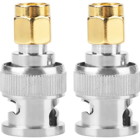 2 pezzi Adattatore connettore coassiale RF da BNC maschio a SMA maschio, convertitori di prova in rame di alta qualità.