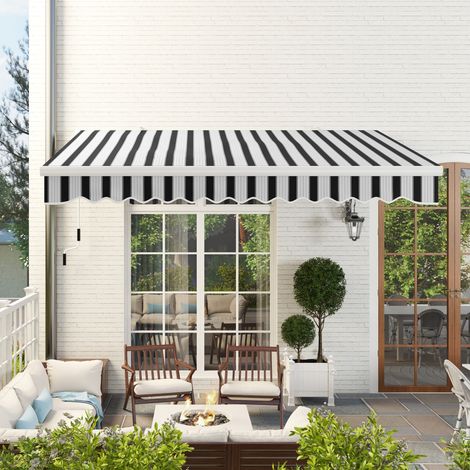 Tenda da sole 395x245x150 cm in alluminio bianco con manovella, protezione UV – MEUBLIV (1/5)