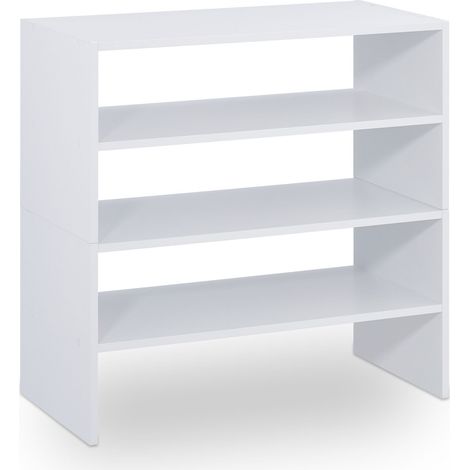 Práctico zapatero apilable 93 x 30 x 60 cm 2 niveles para 4 pares de MDF blanco 130013874 (1/4)