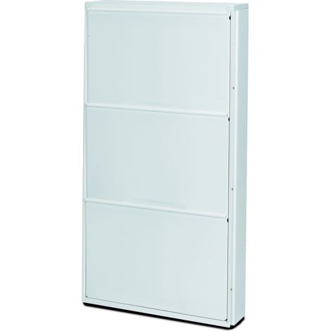 scarpiera in metallo con 3 ante colore bianco 50x14x104 cm
