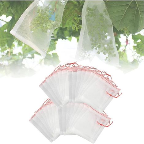 MINKUROW 50 Stück Obstschutzbeutel, Obstschutzbeutel für Gartenpflanzen, Nylon-Pflanzennetzbeutel, zum Schutz von Obst, zur Verhinderung von Insektenstichen, zur Aufbewahrung kleiner Gegenstände