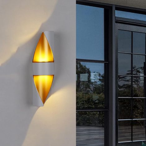 Applique murale extérieure design spirale Blanc, Lampe LED étanche IP65 en aluminium, éclairage de façade pour patio, entrée, garage et jardin extérieur
