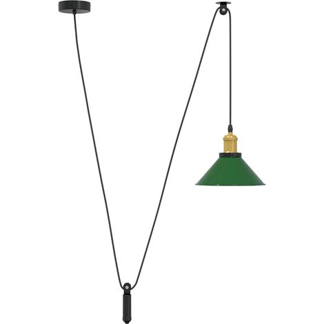 Lampe suspendue réglable hauteur E27 vert brillant Ø 22cm métal CFW631435 (1/4)