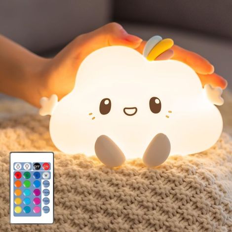 LED-Wolkenlampe mit Fernbedienung, sechzehn Farben, wiederaufladbares Silikongehäuse, für Kinderzimmer, tragbare Lichtdekoration - Crezuo