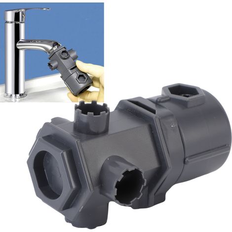 Clé à robinet multifonctionnelle 16 en 1, outil hexagonal universel pour plomberie sous évier, pour cuisine, salle de bain et maison. (1/5)