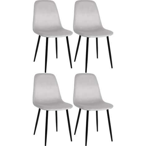 Réglez 4 chaises à manger napier crème, velours (1/5)