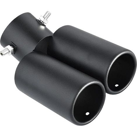 Tubo de escape doble de acero inoxidable de uso general, recto o acodado, de 63 mm, color negro. (1/5)