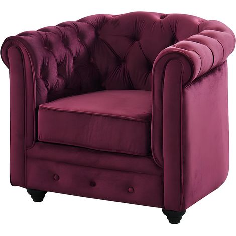 Poltrona CHESTERFIELD in velluto Porpora