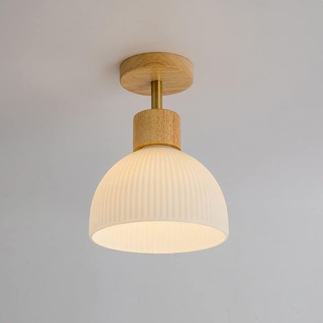 Lámpara de techo vintage para sala de estar, lámpara colgante de madera blanca, bombilla E27, lámpara creativa para dormitorio, cocina, bar y restaurante (A)
