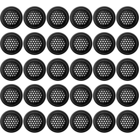 Grille de Ventilation Ronde 35mm Noir pour Armoire Salle de Bain et à Chaussures Lot de 30 Pièces (1/4)