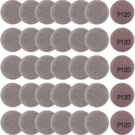 Lot de 35 disques abrasifs en maille d'oxyde d'aluminium de 5,1 cm, grain 120, gris, compatibles avec ponceuse orbitale aléatoire et ponceuse manuelle (1/5)